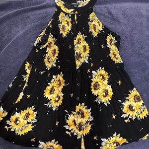 Torrid size 1 black with sunflowers tank tops